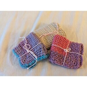 Handmade Brand New Washcloths/Dishcloths 100% Cotton‎ Lot Of 3